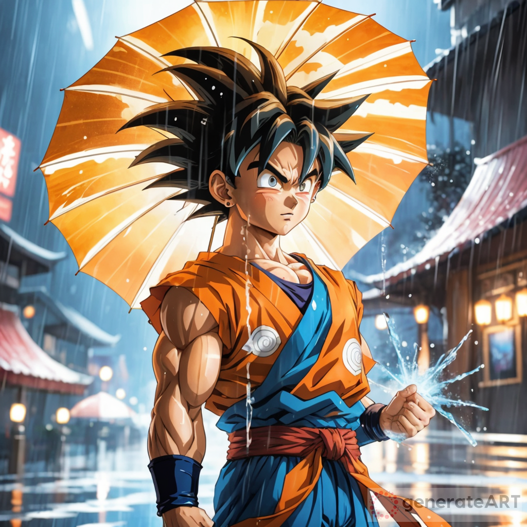 Goku Umbrella Rain - Determination in the Storm