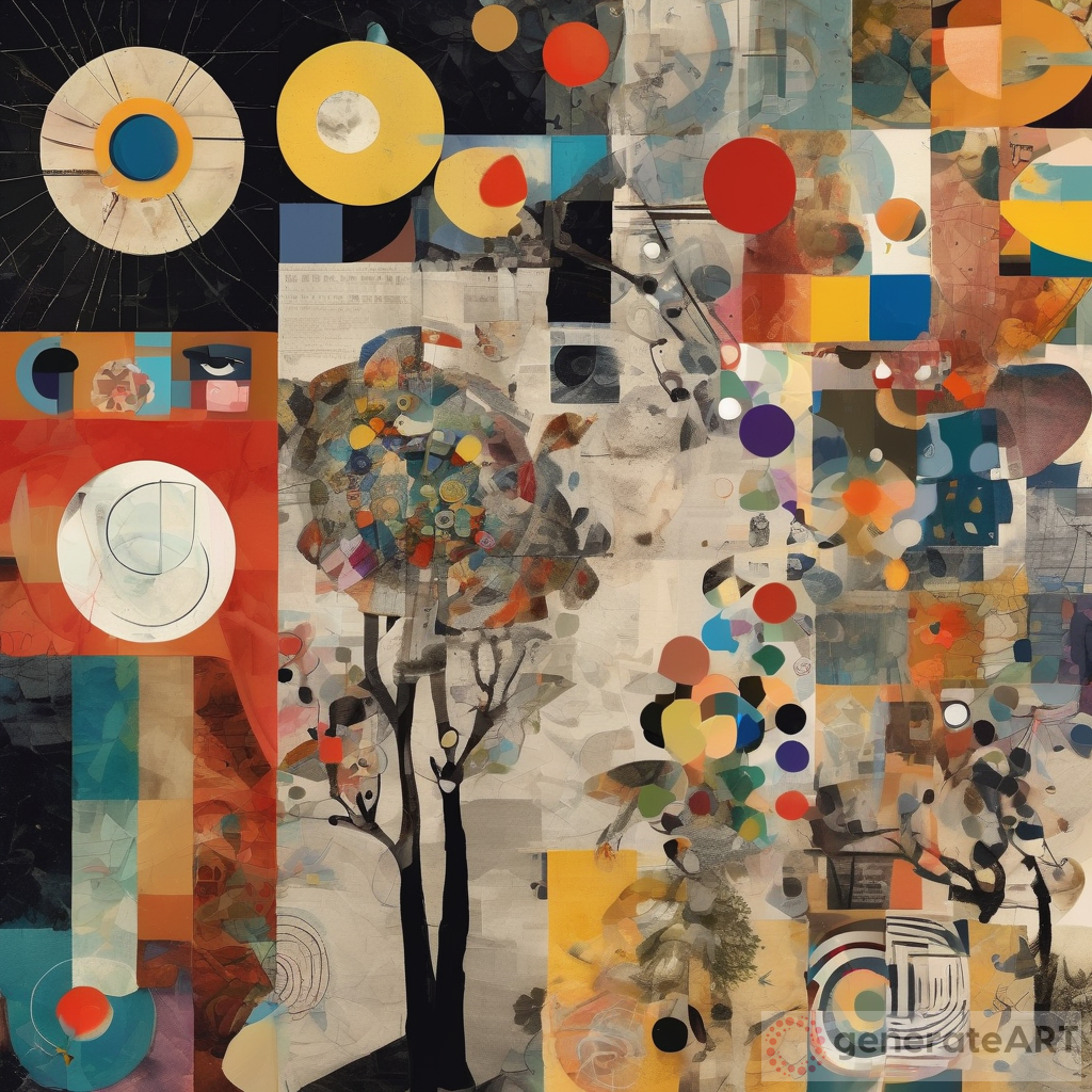 Dadaism Collage with Kandinsky's Geometries and Klimt's Patterns