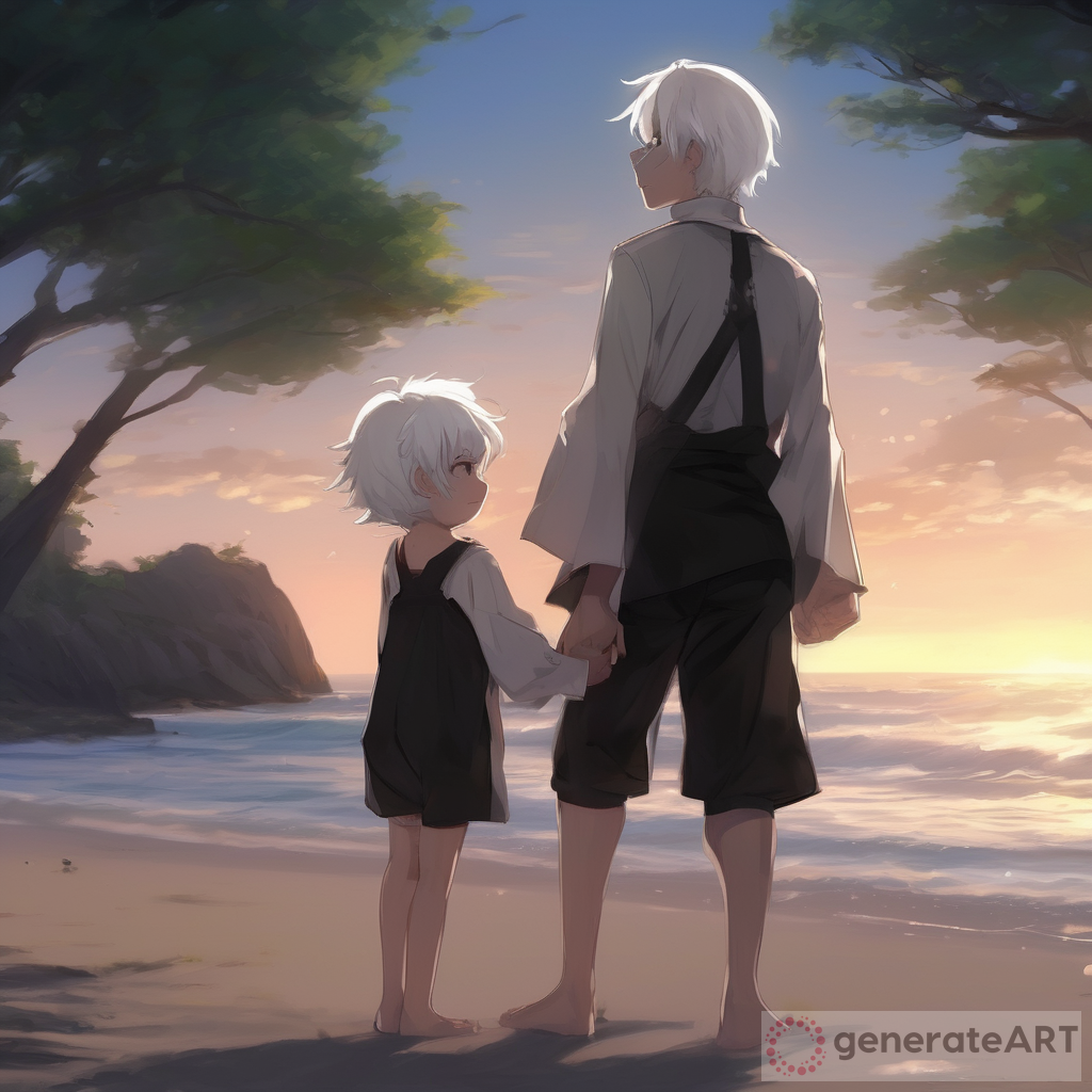 Cinematic Painterly Anime Artwork: Sunset Beach Scene