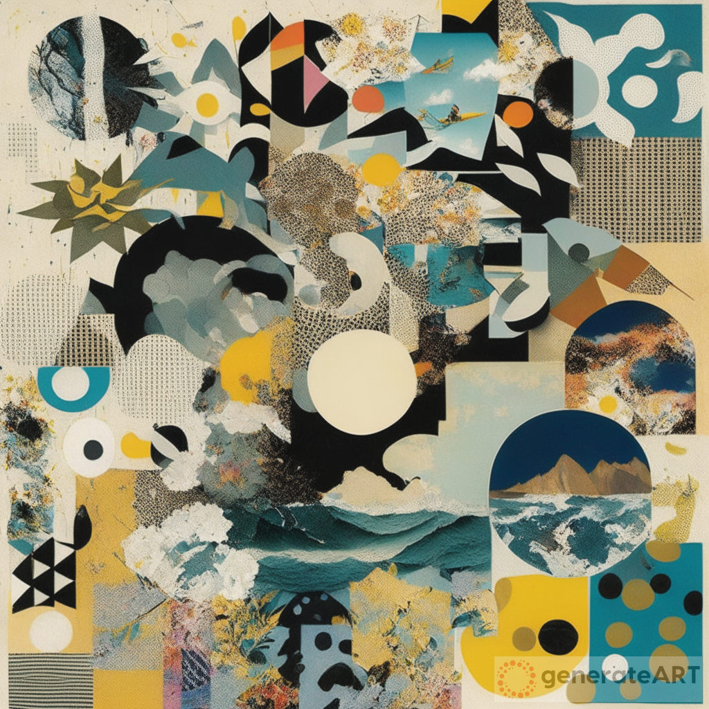 Dadaism Collage Art: Rich Abstract Painting with Waves and Patterns