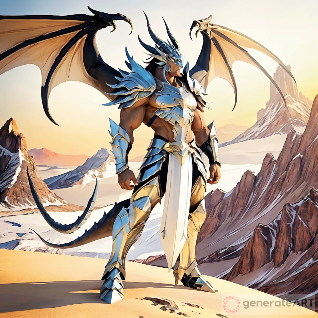 Dragonkin Warrior: Sunrise on the Desert Mountain