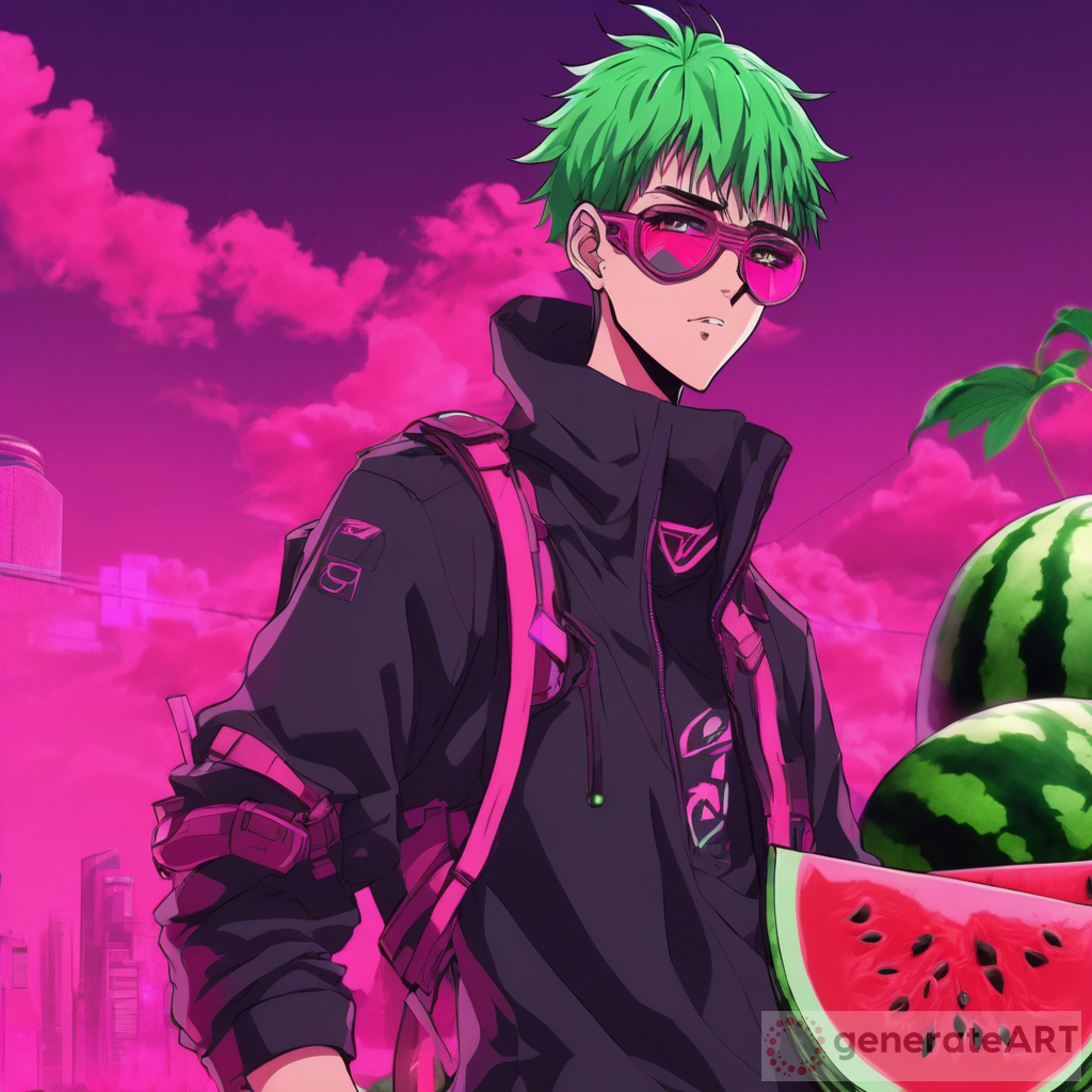 Watermelon Anime Character: Cyberpunk Hiro