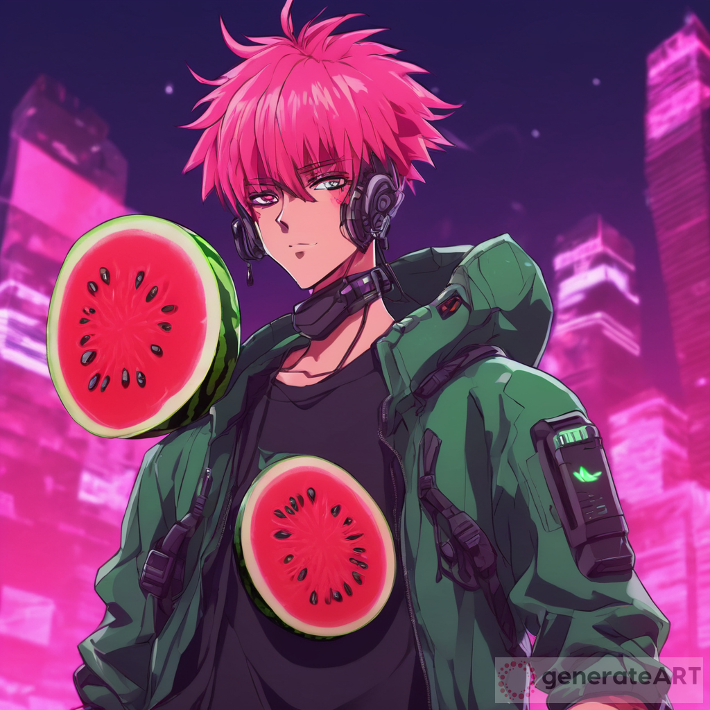 Kai: Cyberpunk Watermelon Anime Character