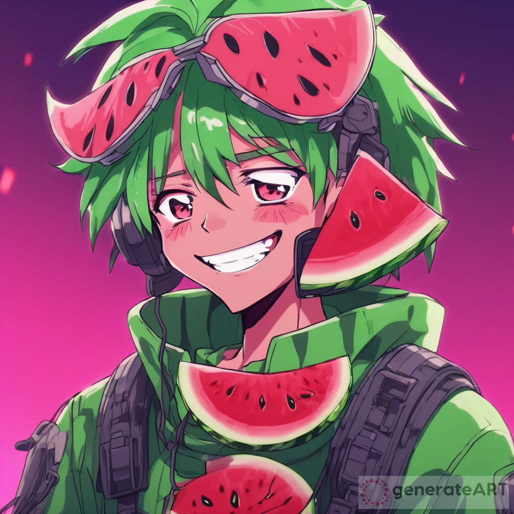 Watermelon Anime Character: Kai the Cyberpunk Laughter