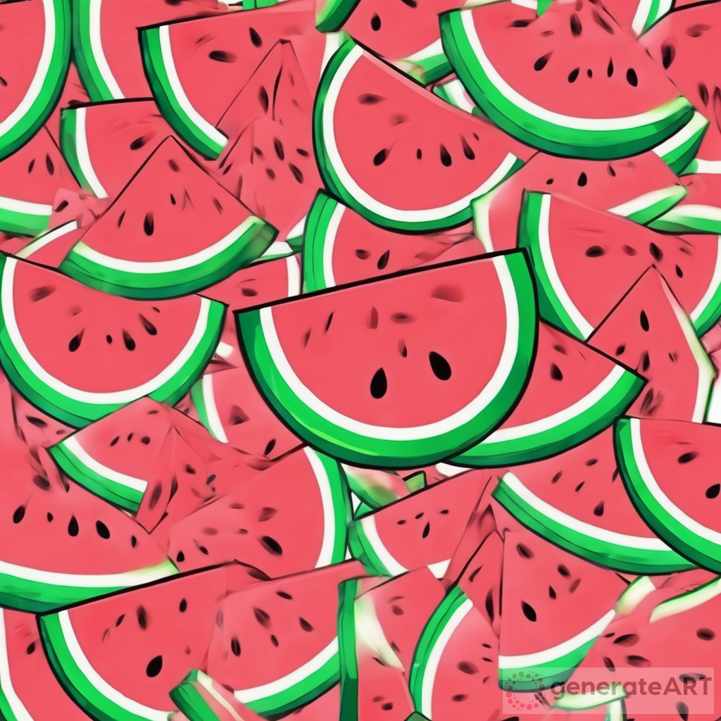 Anime Style Watermelon Background for Design
