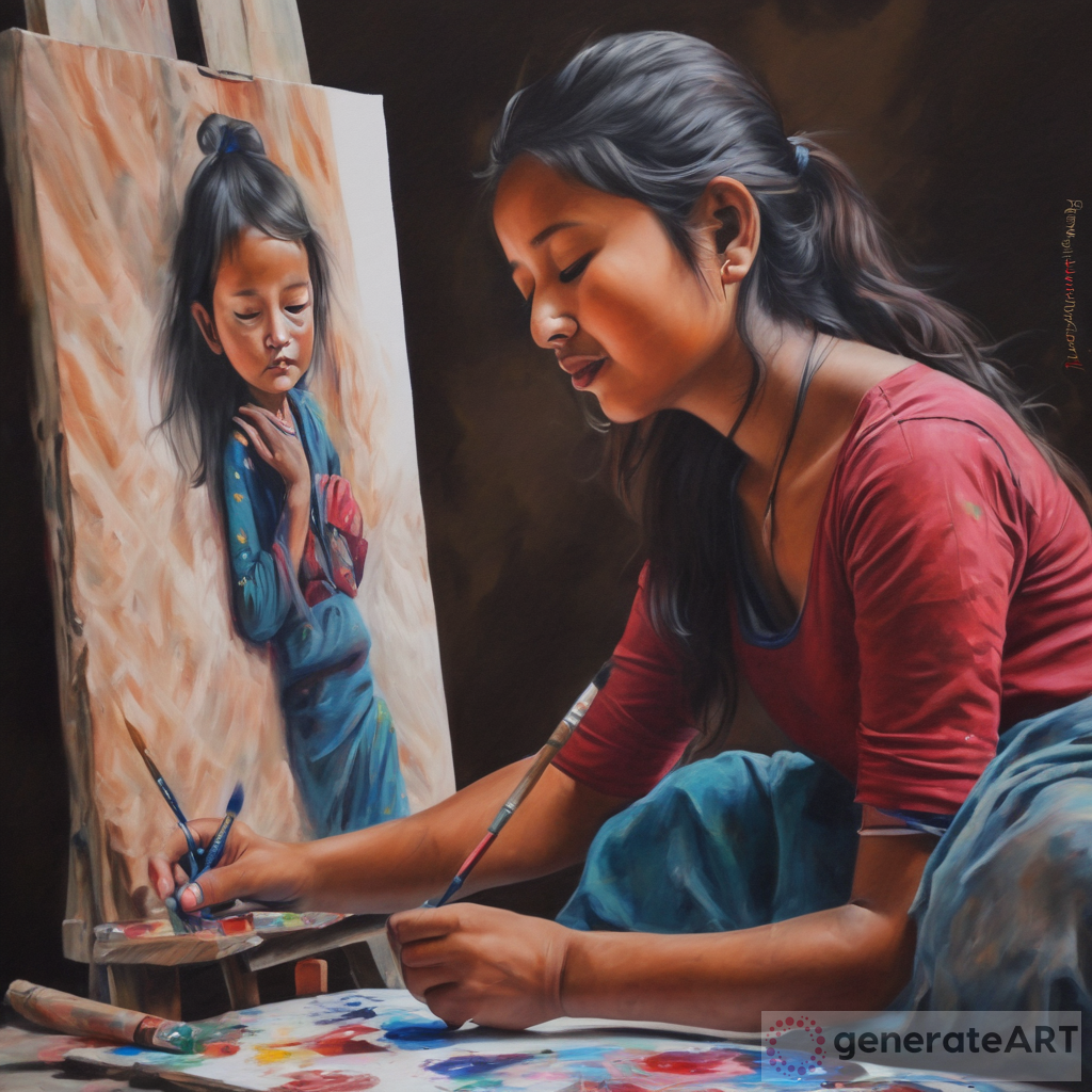 Nepali Artist Girl: Cultural Paintings