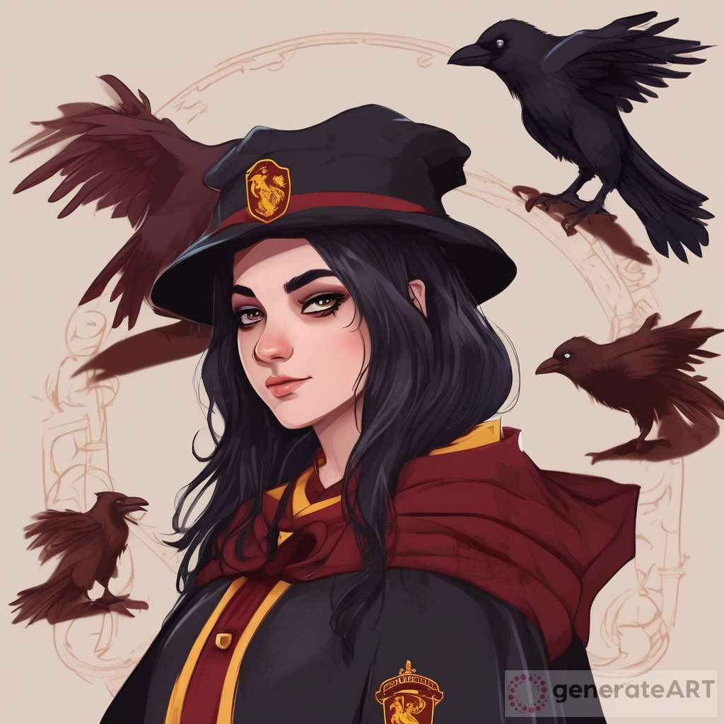 Enchanting Raven Girl in Gryffindor Uniform