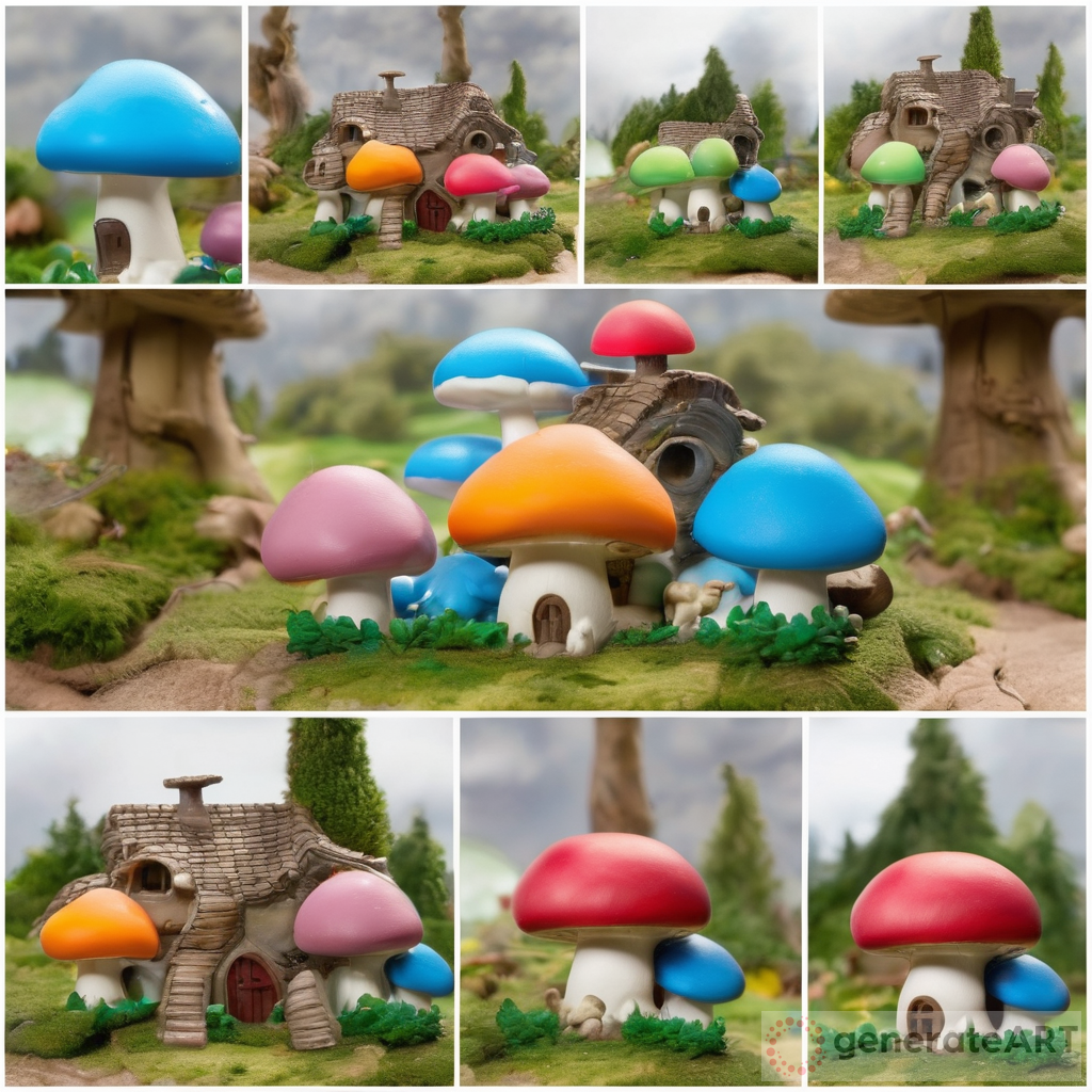 Vibrant Smurf Mushroom House Toy