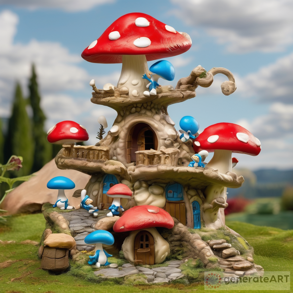 Colorful Mushroom House Toy for Smurfs