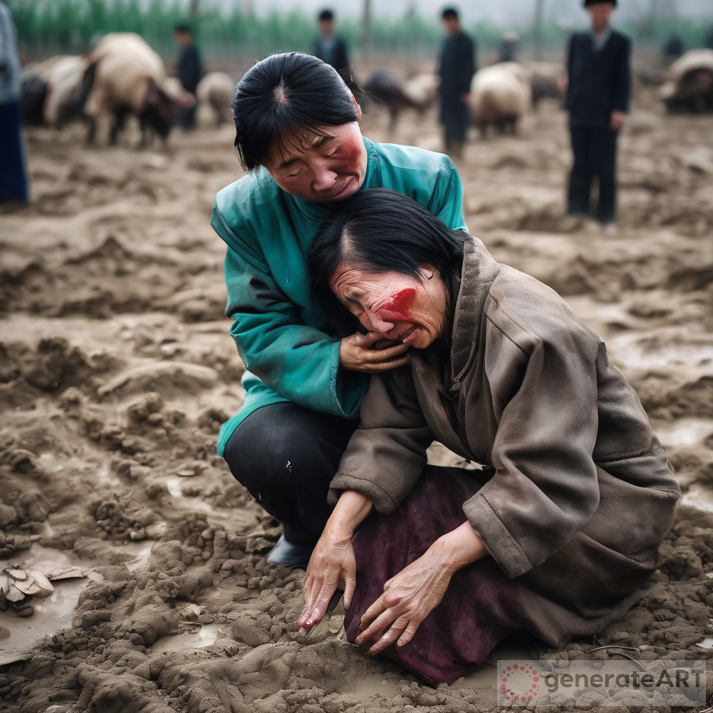 Female Chinese Farmer Mourning Dead Son