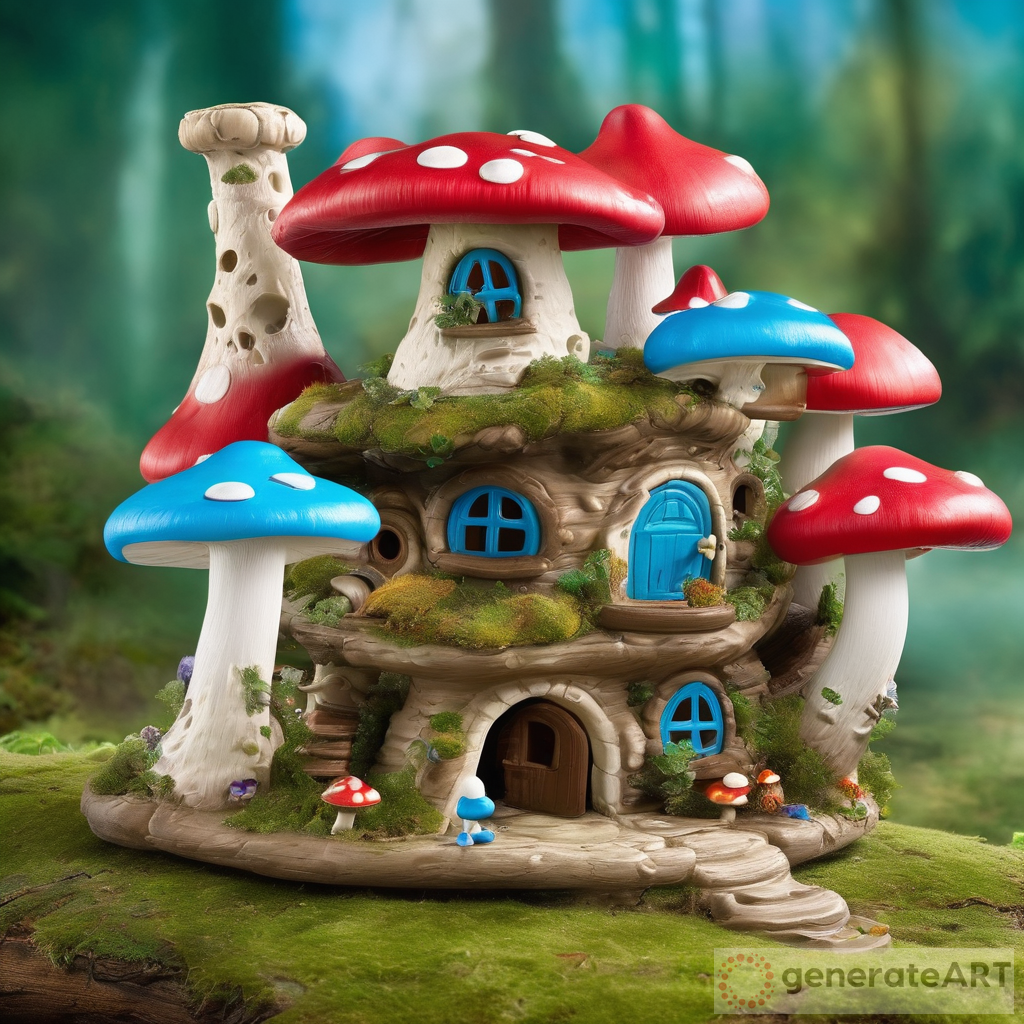 Colorful Smurf Mushroom House Toy