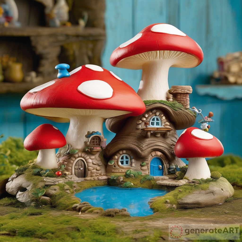 Colorful Mushroom House Toy in Smurf's World