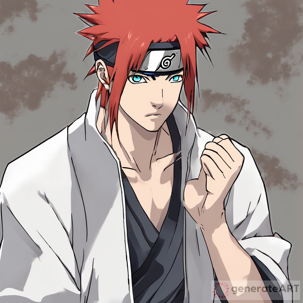 Male Samurai with Long Red Hair - Naruto Style | GenerateArt