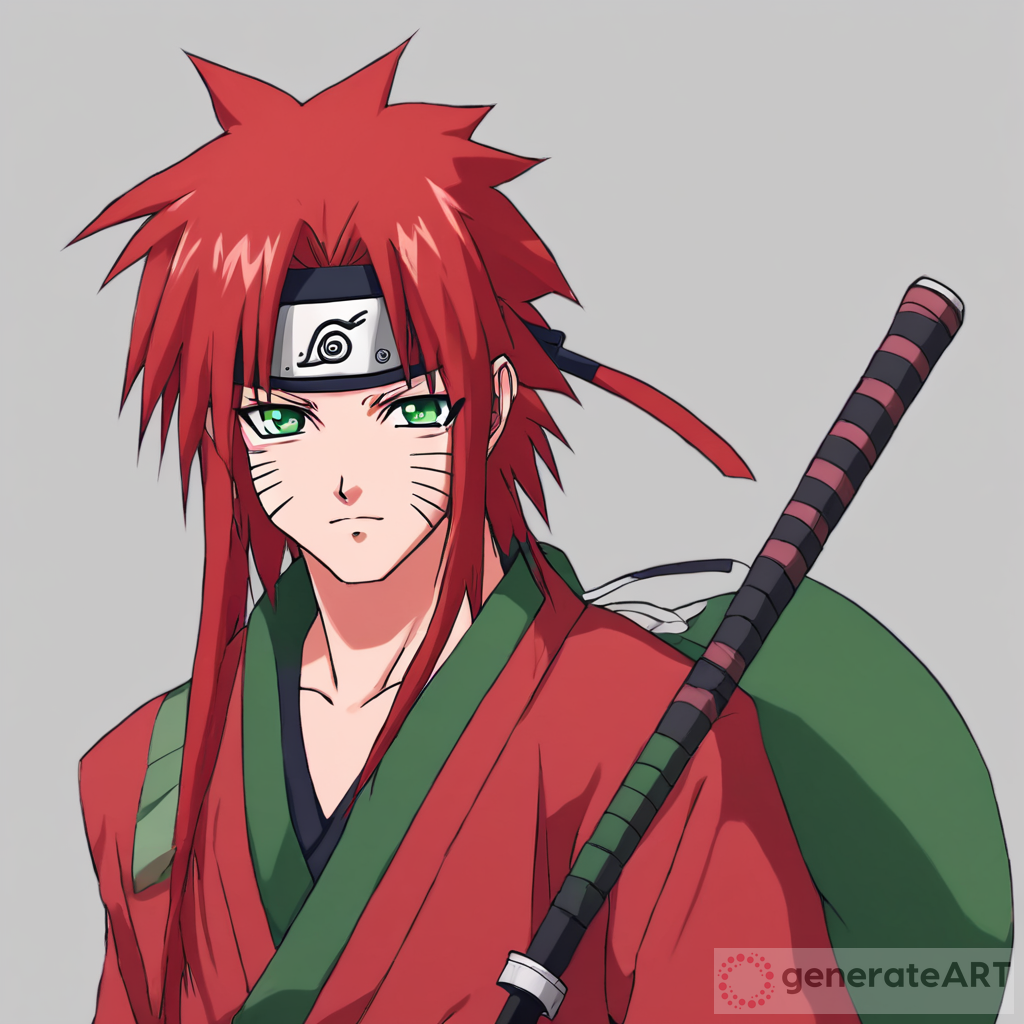 Male Samurai with Long Red Hair - Naruto Style | GenerateArt