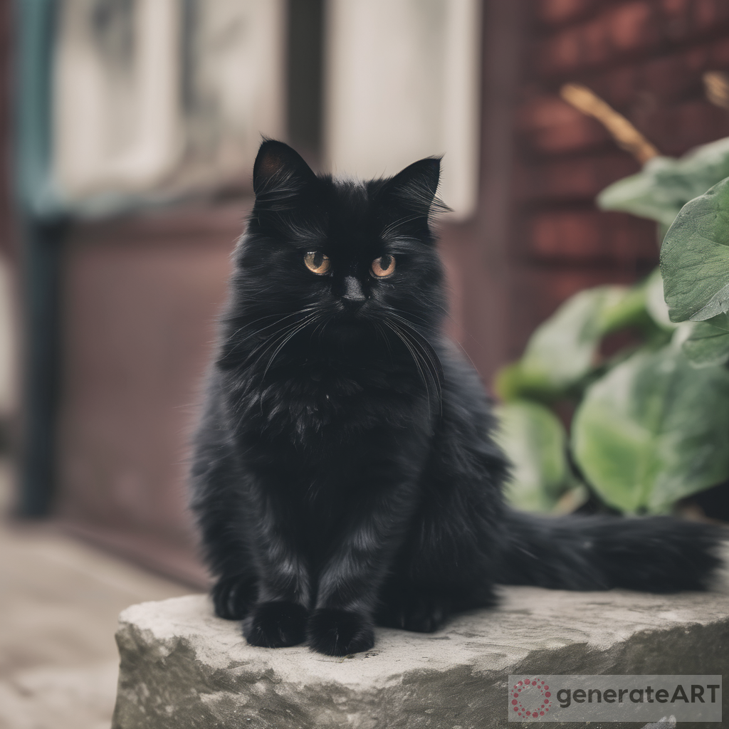 Adorable Black Cat Sitting Outside