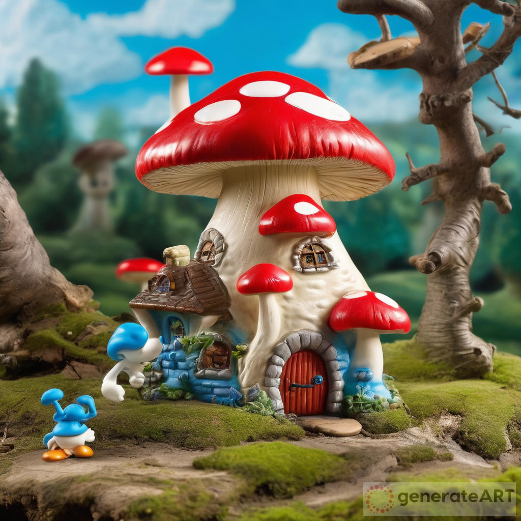 Colorful Mushroom House Toy for Smurfs