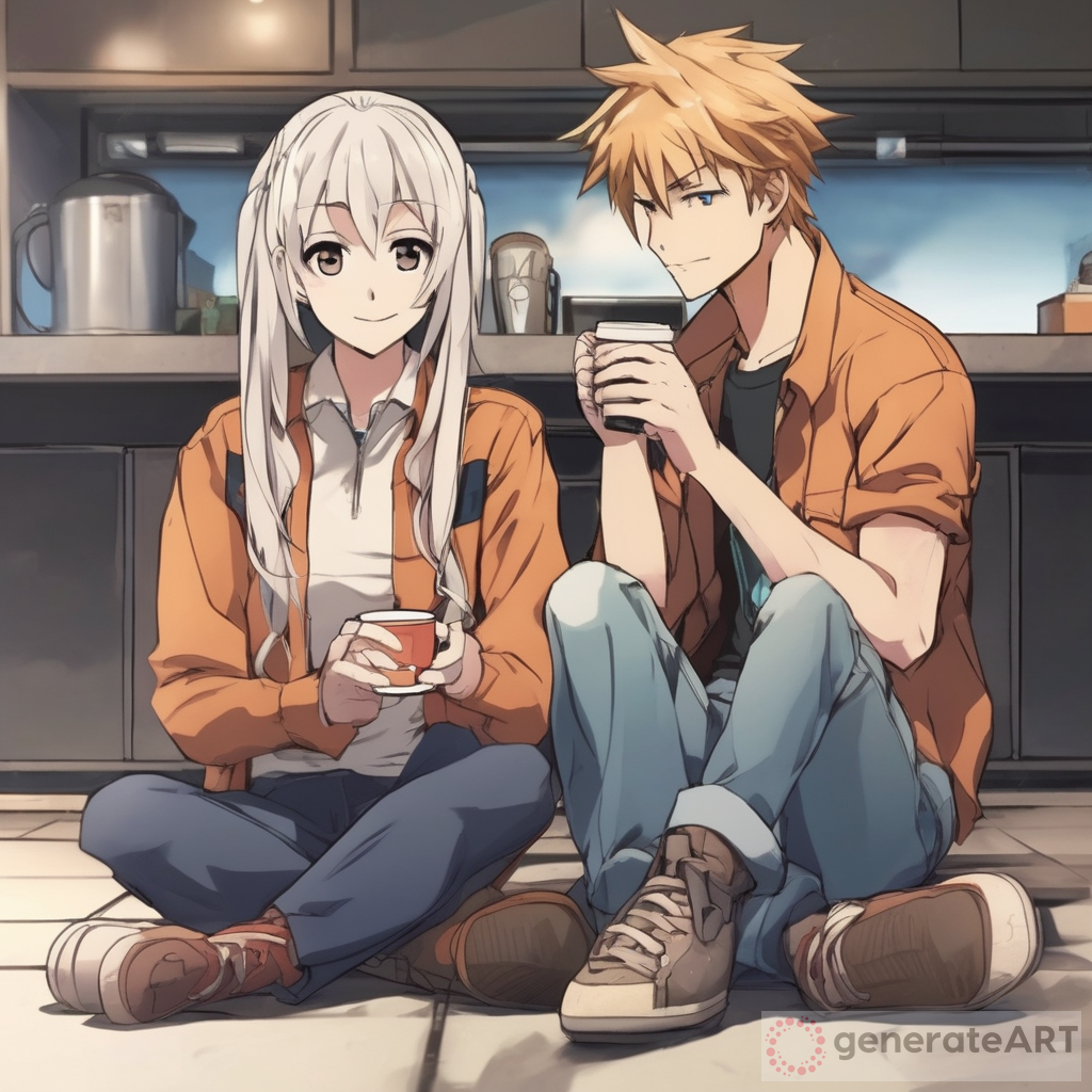 Serene Anime Moment: Characters Sharing Coffee