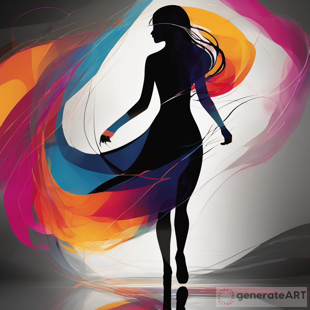 Vibrant Woman Silhouette Digital Artwork