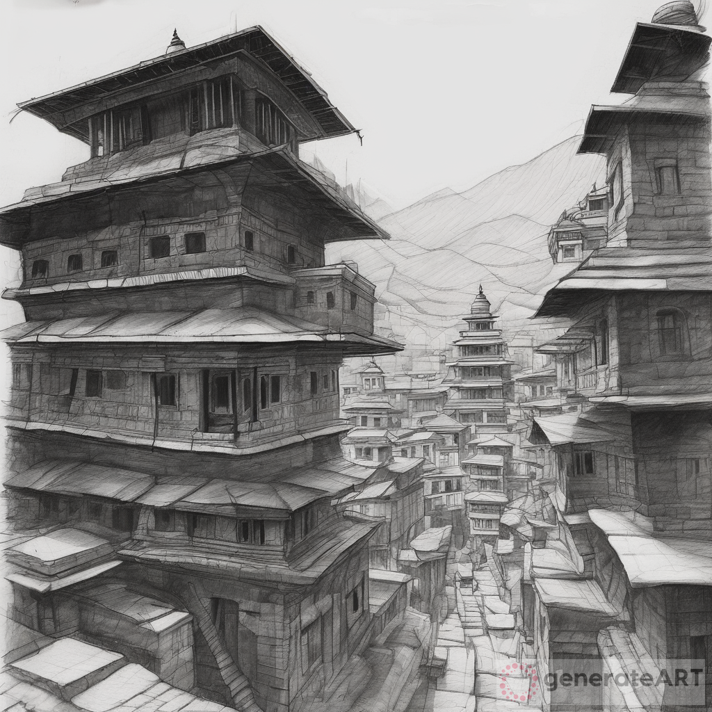 Creative Nepali Architecture Drawing