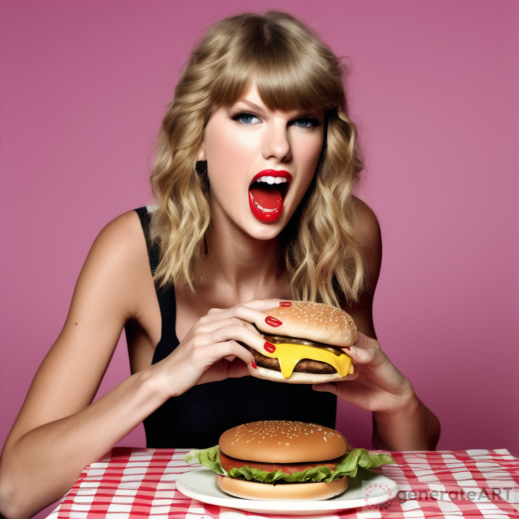 Taylor Swift eating a burger