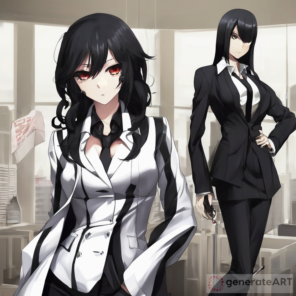 Captivating Anime Women: White Skin, Black Hair, Mafia Hitman Suit