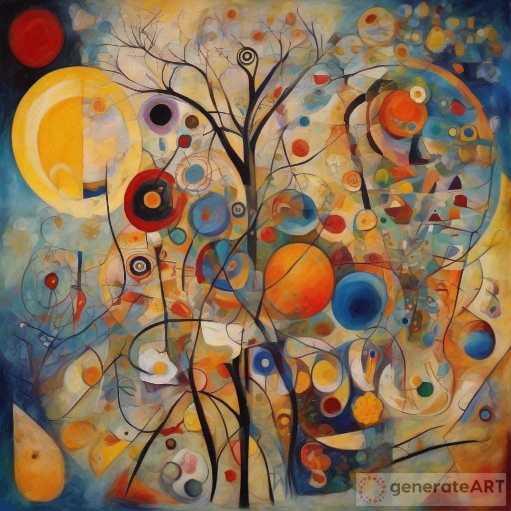 Intricate Abstract Painting: Irregular Shapes and Textures Inspired by Kandinsky and Klimt