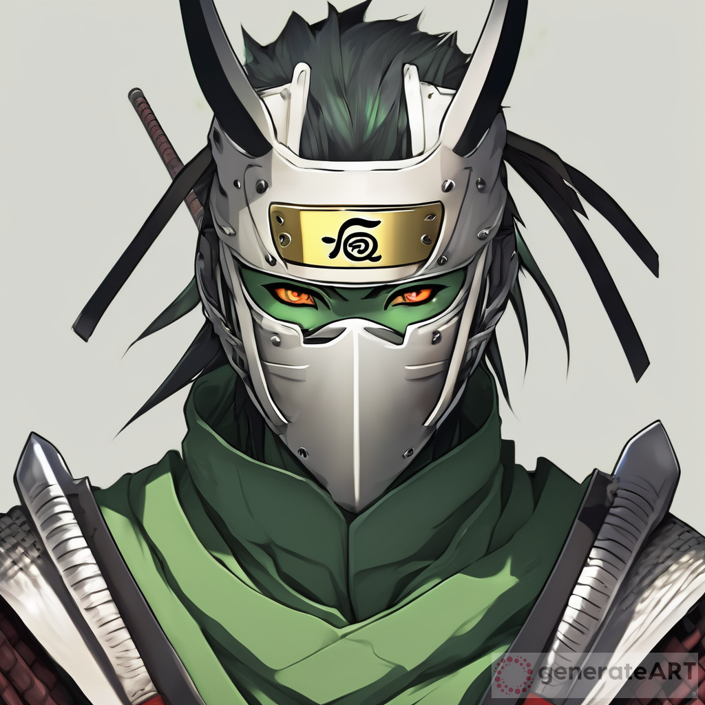 Epic Samurai in Light Armor: Long Short Hair, Green Eyes, Naruto-Style Katana