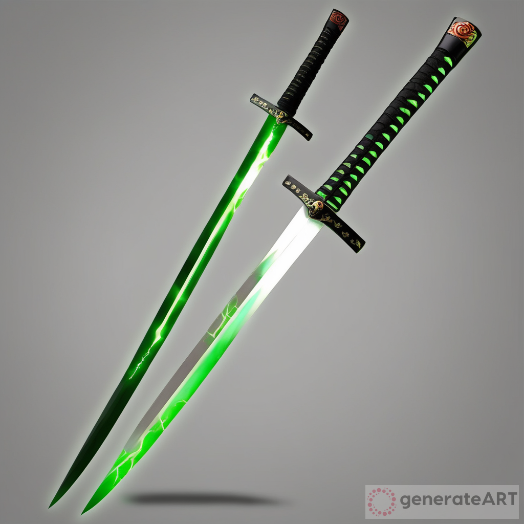Epic Katana Sword: Naruto Style Green Lightning Bolt