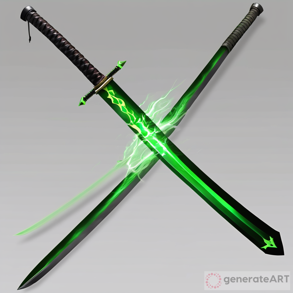 Epic Naruto Katana Sword: Green Thunder Bolt Lightning | GenerateArt