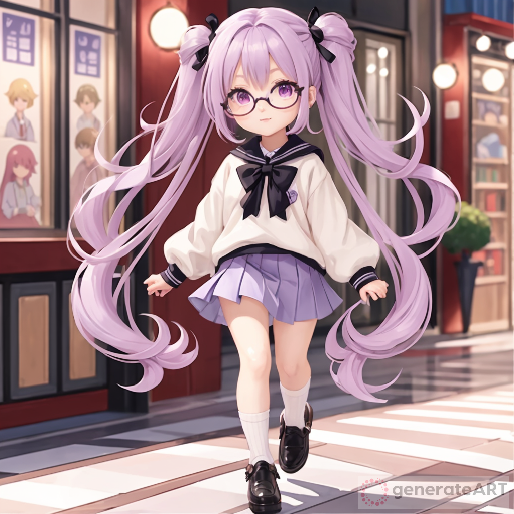 Adorable Anime Girl with Light Purple Hair in Pigtails