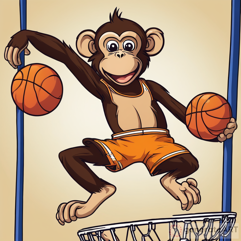 Talented Monkey Dunking Basketball