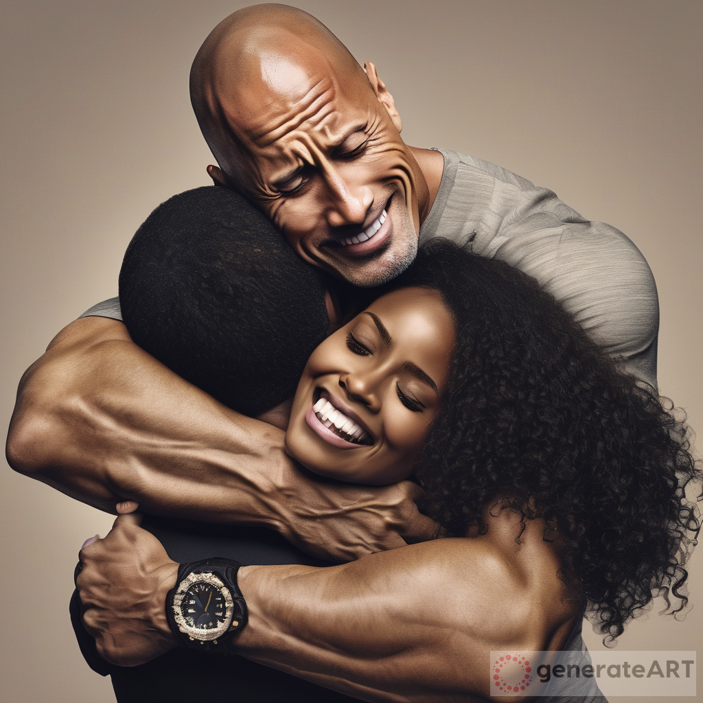 Dwayne Johnson hugging  a black girl