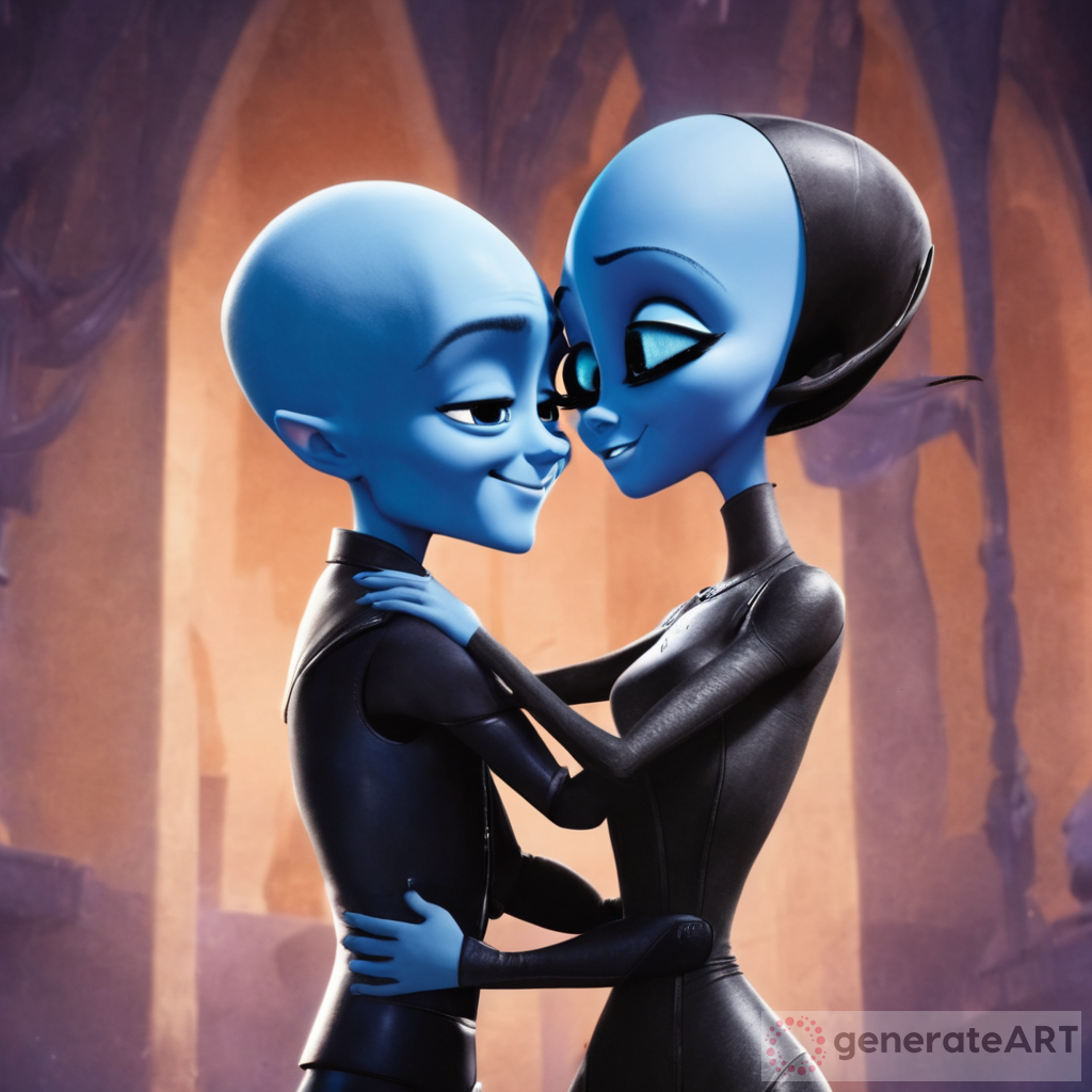 megamind hugging a girl with a big forehead