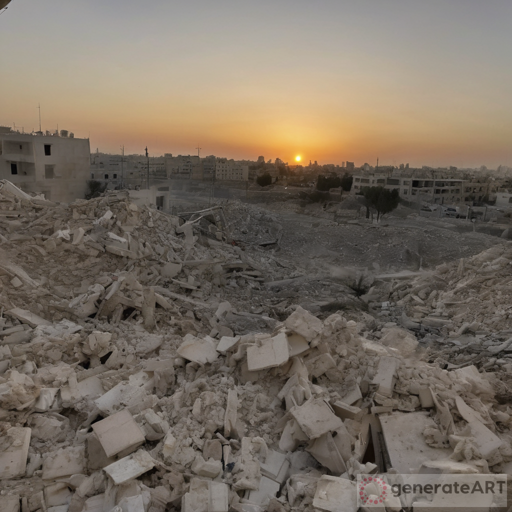 Sun setting on Israel
that has been reduced to rubble
