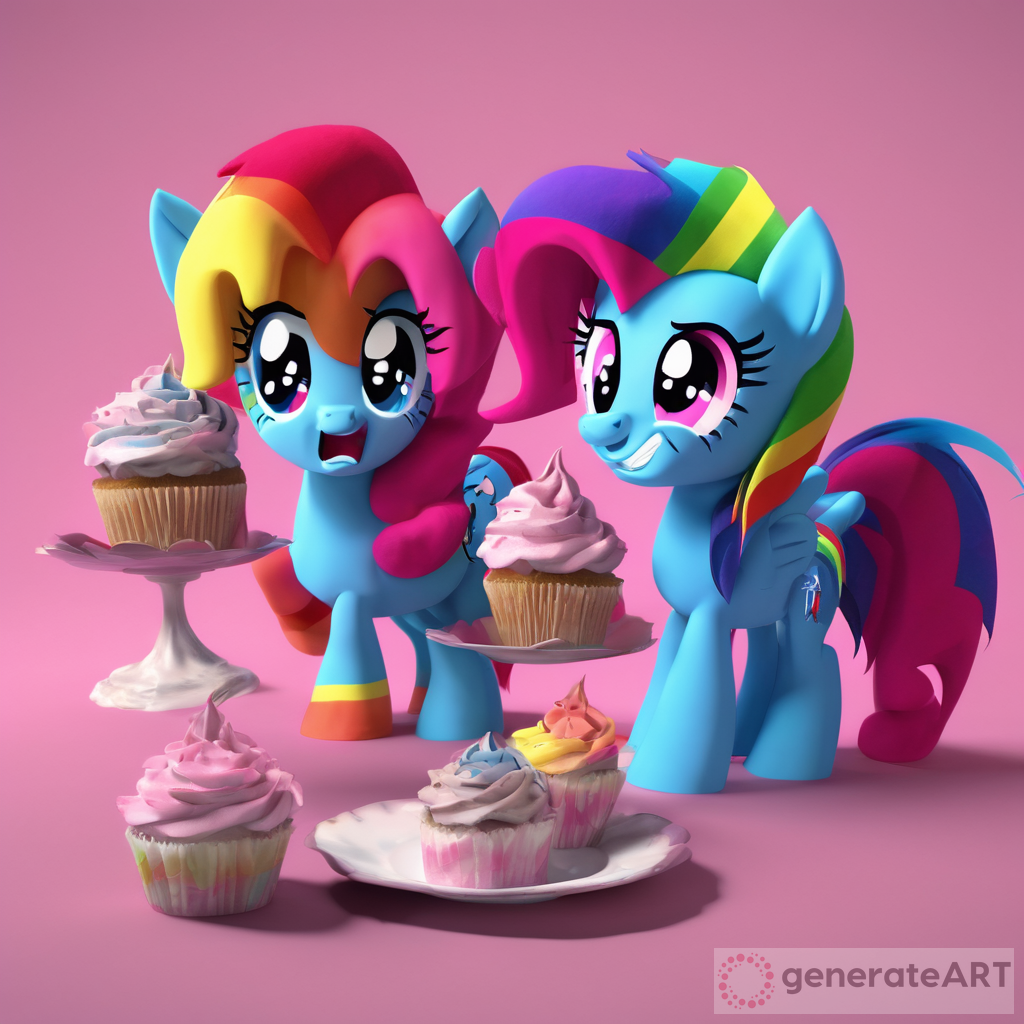 Pinkie Pie and Rainbow Dash Cupcakes Creepypasta as a Disney Pixar Poster, 3D render