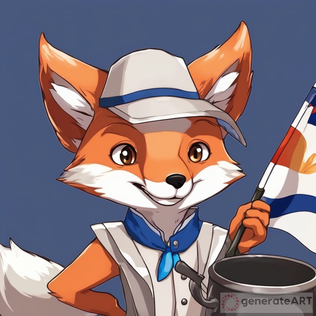 an anime fox holding the pan flag