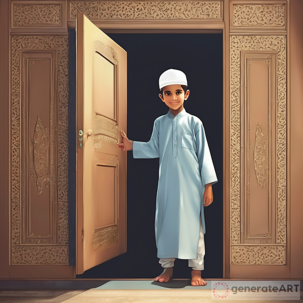 Muslim Boy Open Door Adventure GenerateArt