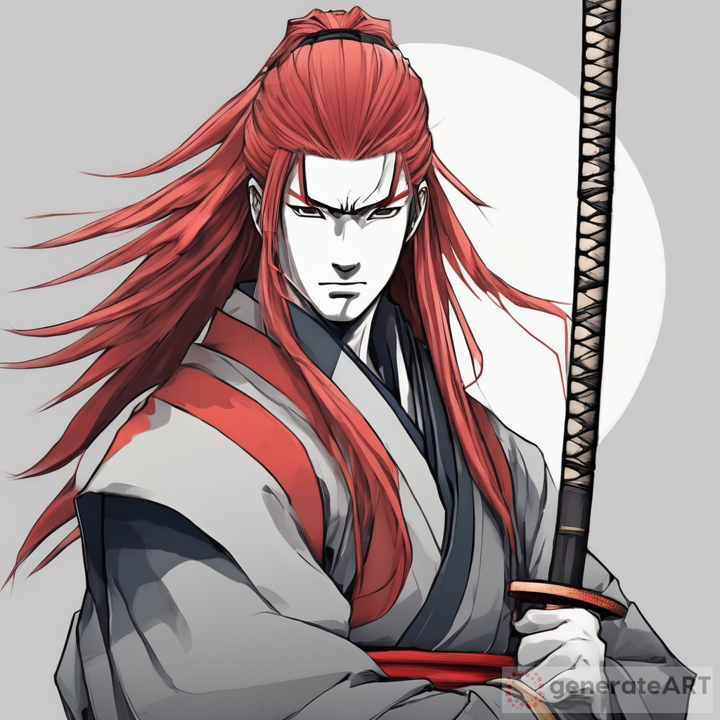 Male Samurai with Long Red Hair - Naruto Style