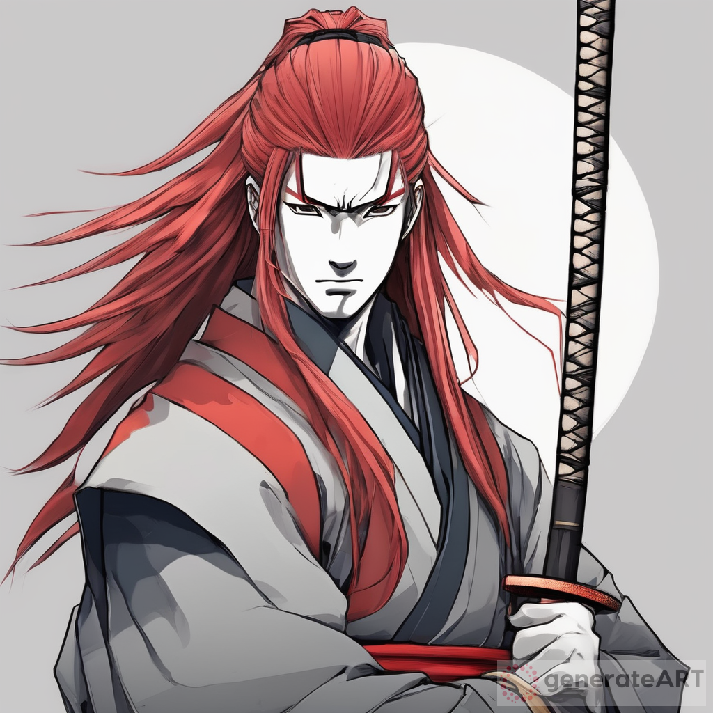 Male Ninja with Long Red Hair - Naruto Style | GenerateArt