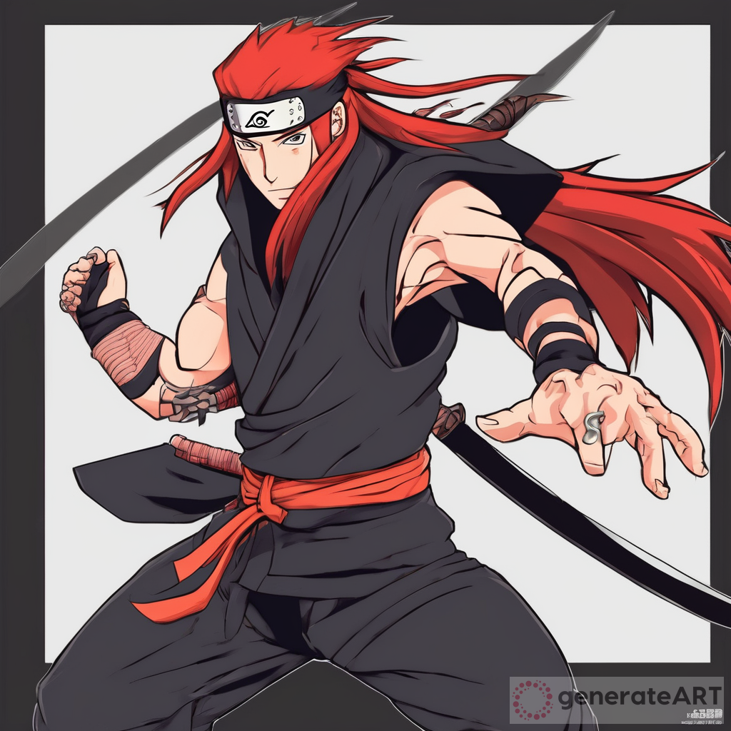 Male Ninja with Long Red Hair - Naruto Style