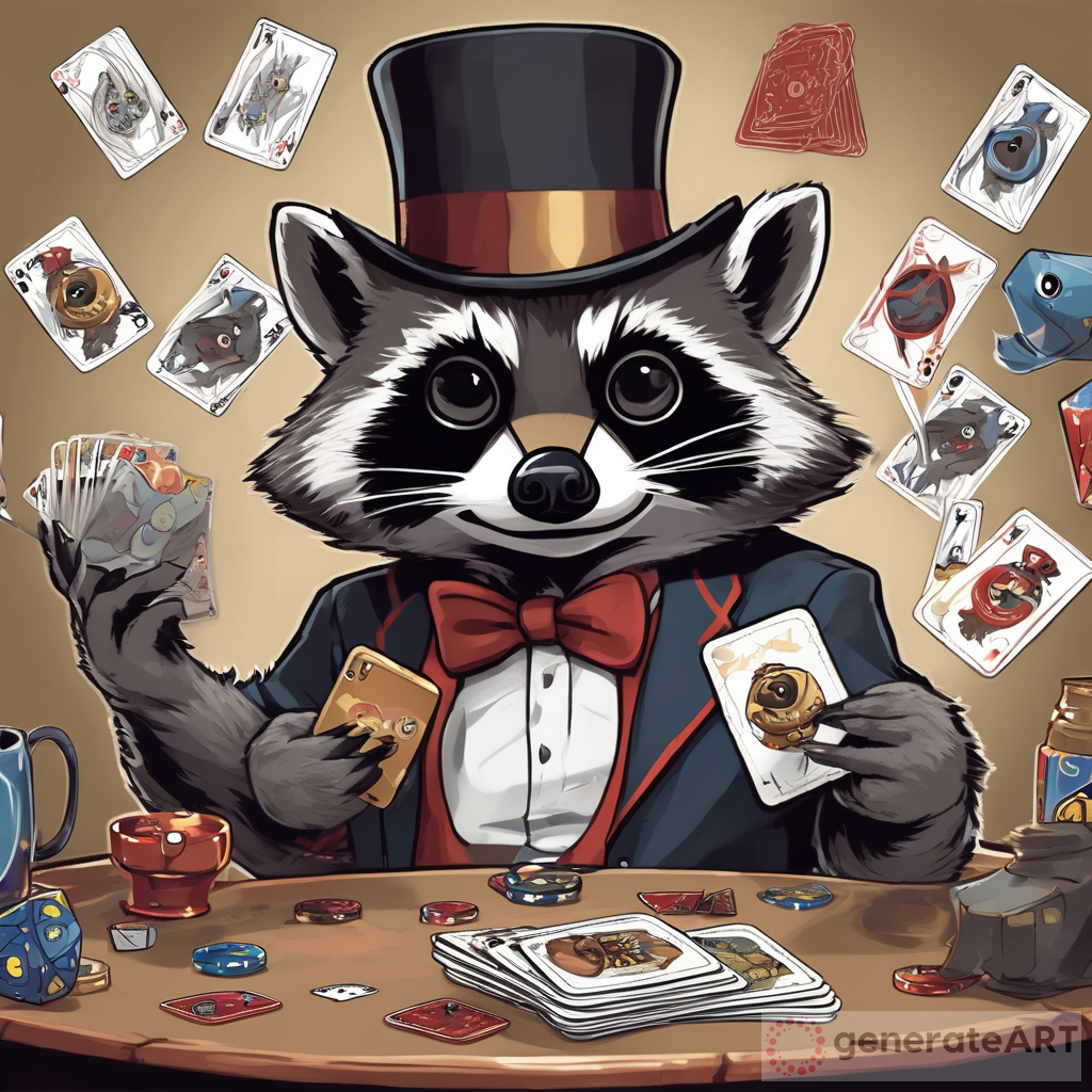 Card Game Showdown: Raccoon in Top Hat and Monocle