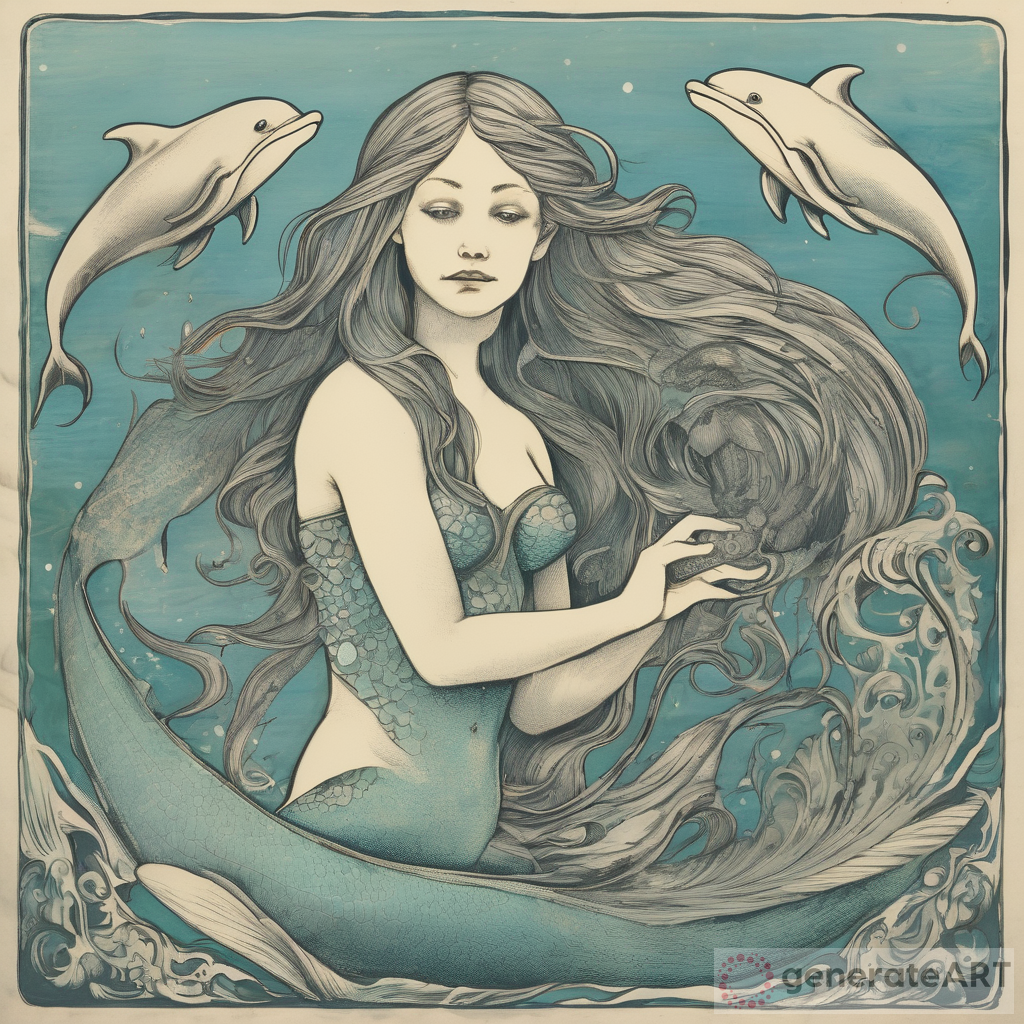 Mermaid with Dolphin Fluke Art