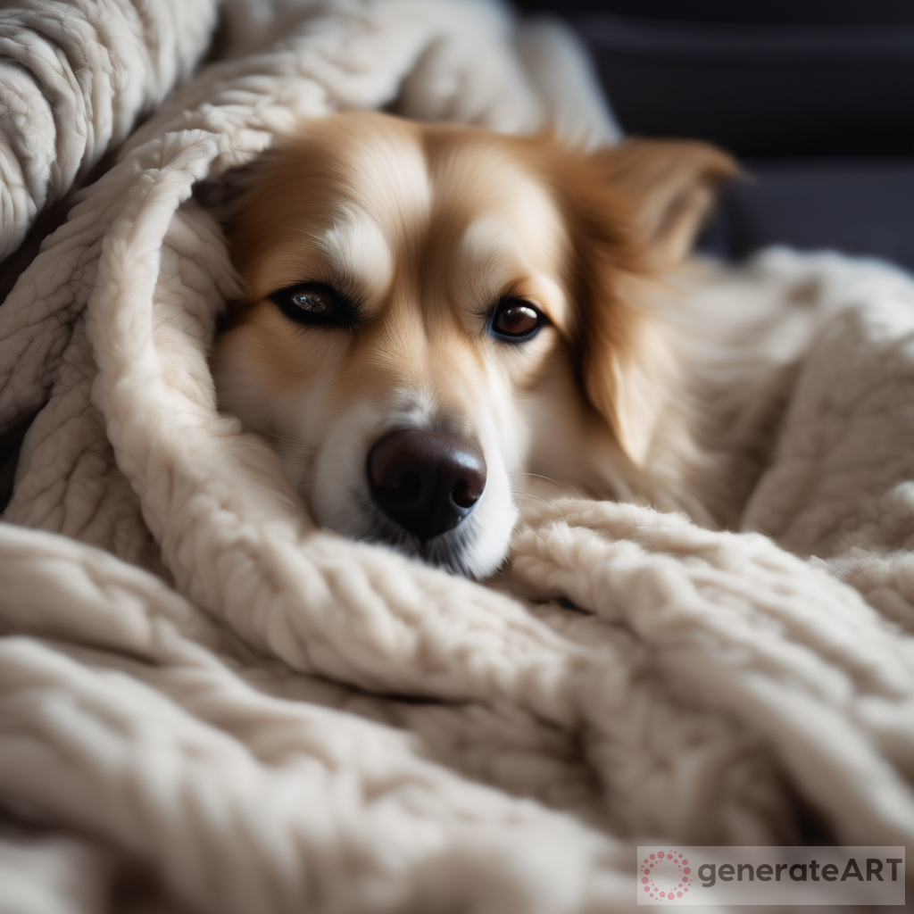 Tranquil Dog in Cozy Blanket