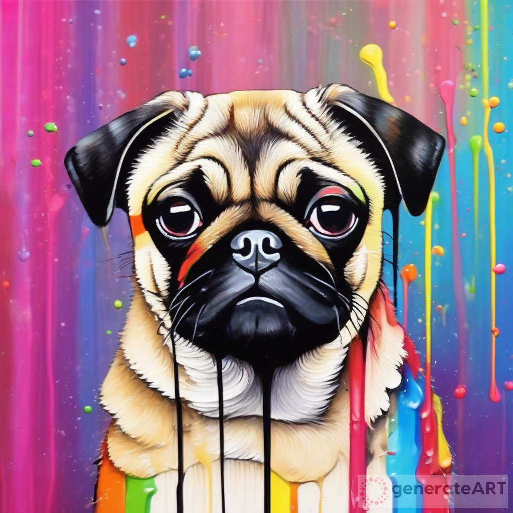 Fawn Pug Rainbow Portrait