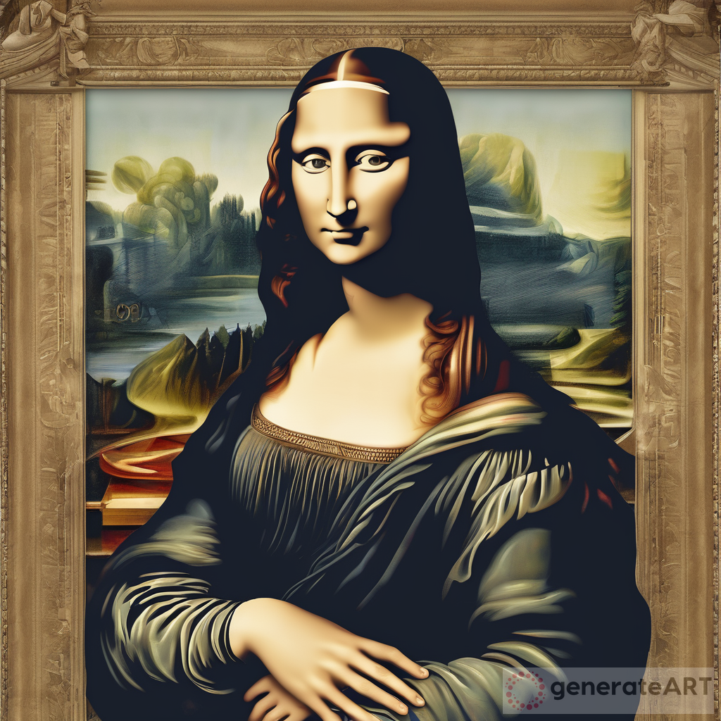 generate a picture about mona lisa but the face is lady justice and the eyes has a cloth to cover
