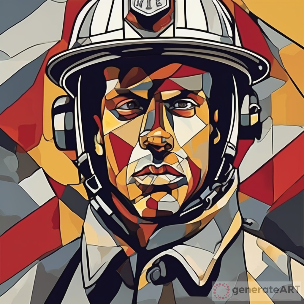 Firefighter Cubism Art Exploration