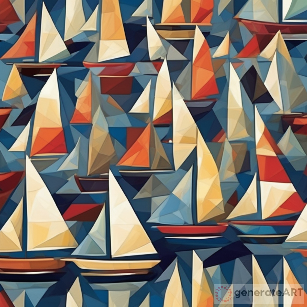 Sailboats Cubism Art