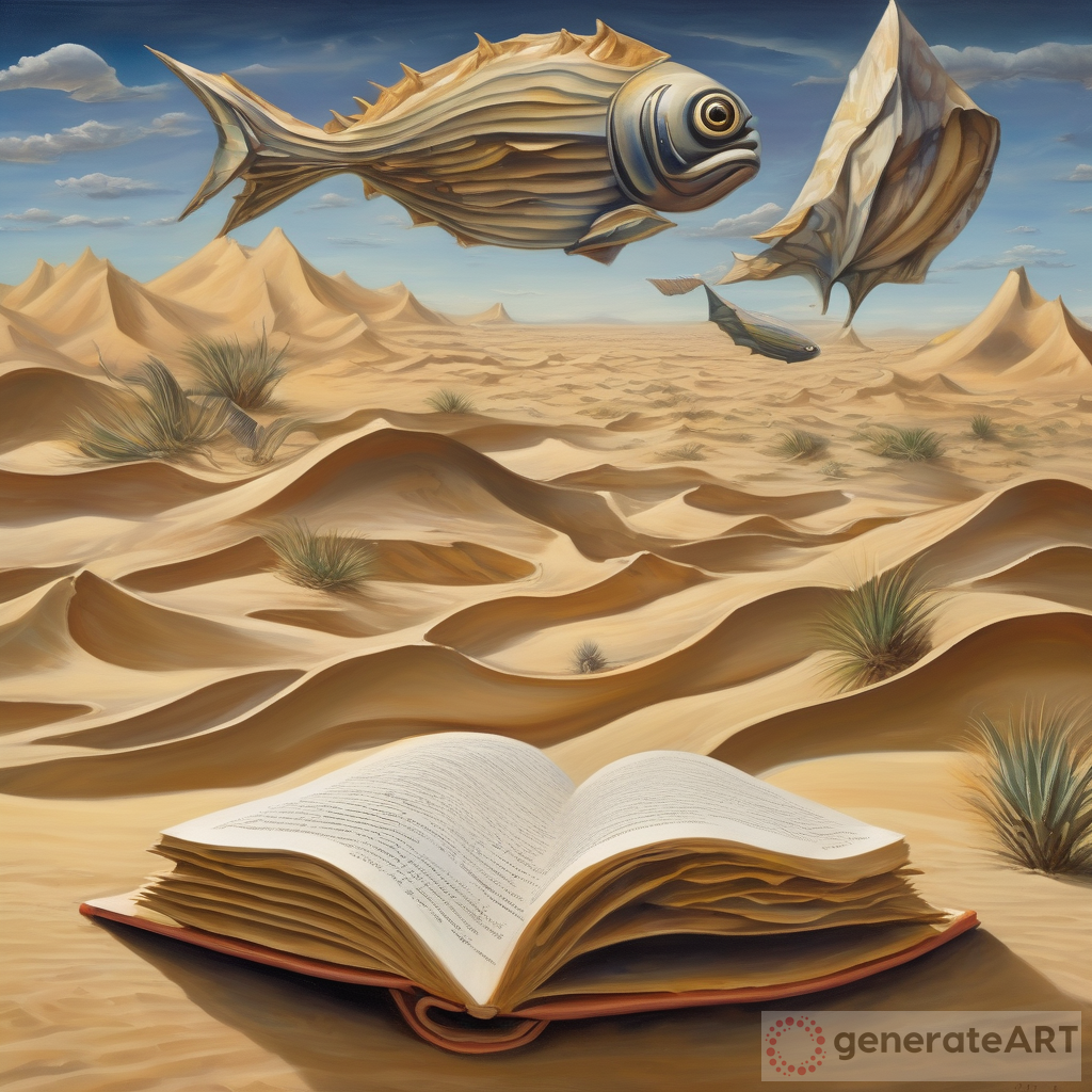 Surreal Desert Landscape: Books Come Alive