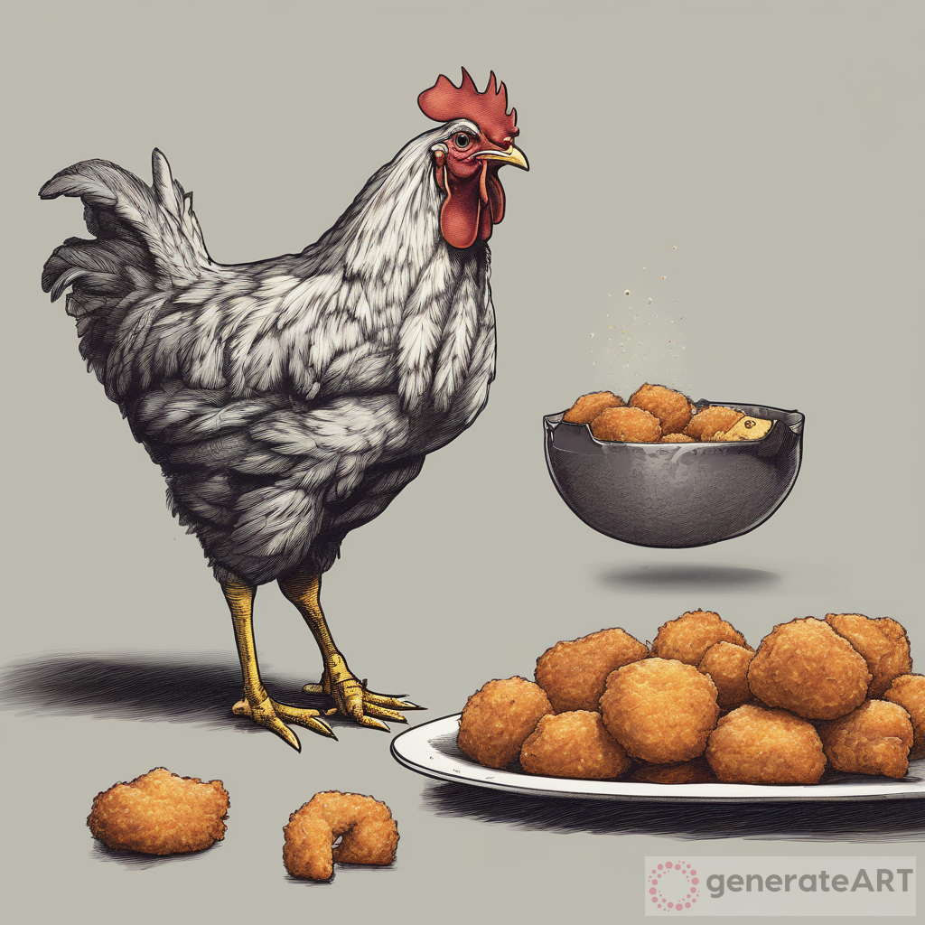A chicken that's eating a chicken that's eating a chicken that's eating a chicken nugget
