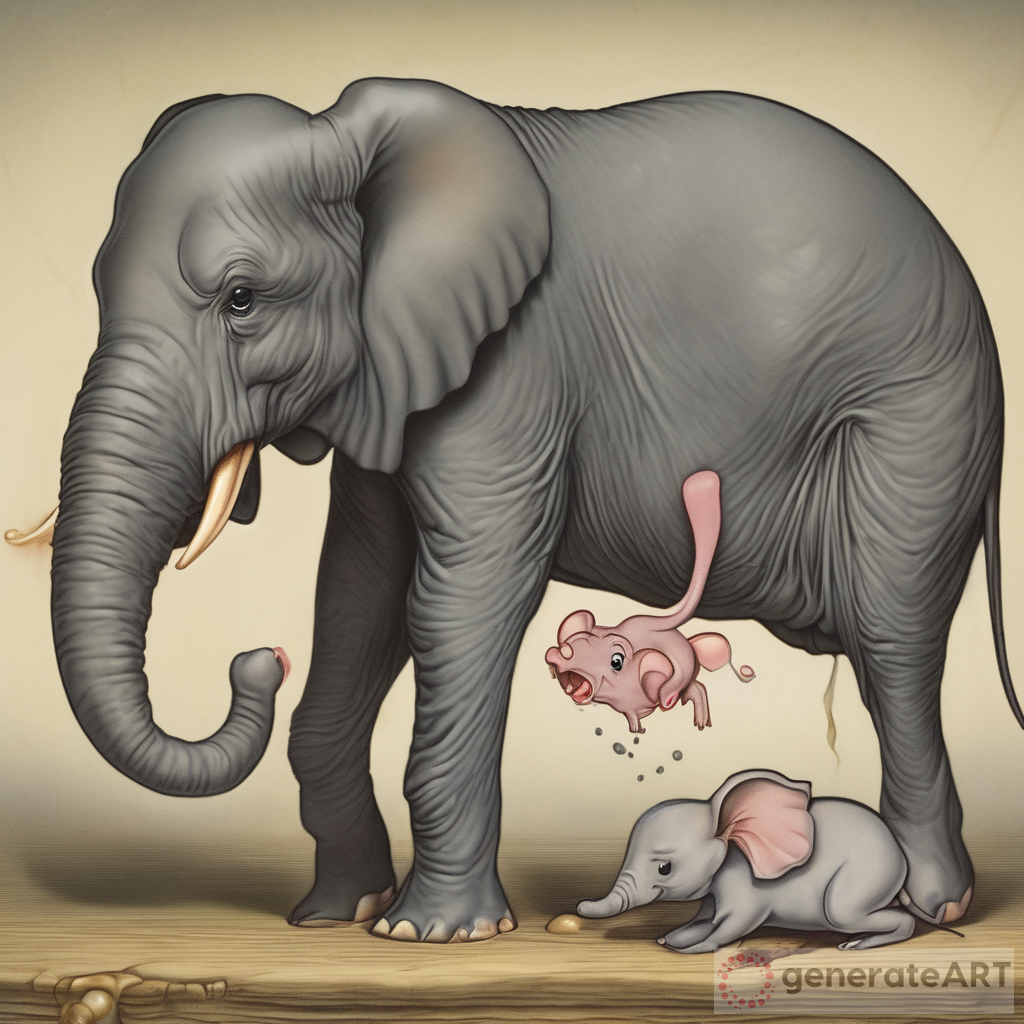 A mouse giving birth to a elephant